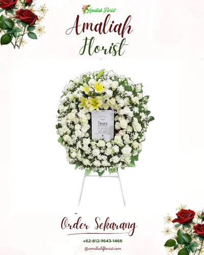 Krans Bunga Duka Cita belendung