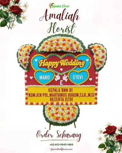Karangan Papan Bunga Pernikahan belendung